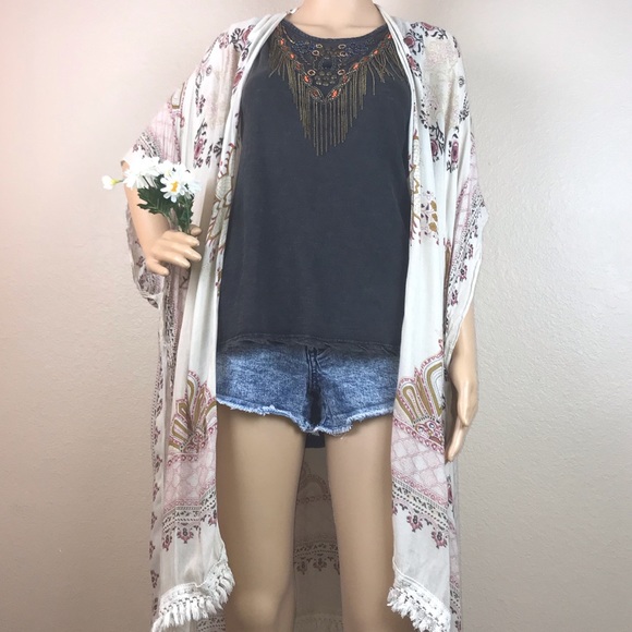 UO Ecoté Boho Beaded Fringe Tank Top - Picture 2 of 8